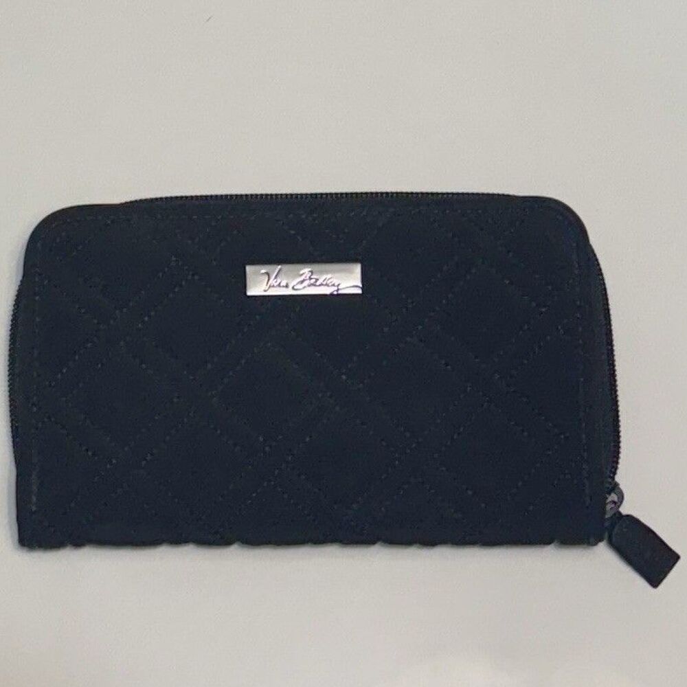 Vera Bradley Black Accordion Zip Wallet Quilted